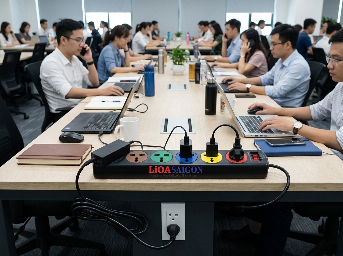 Ổ Cắm LiOA 6DND3.2.10 (6 Lỗ - 3m - 10A) Đa Năng Có CB